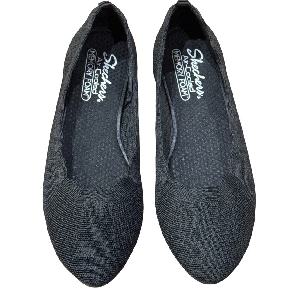 Sketchers Ballet Flats Shoes Black Cleo 2.0 Love Spell Womens 9.5 Slip-on 158343